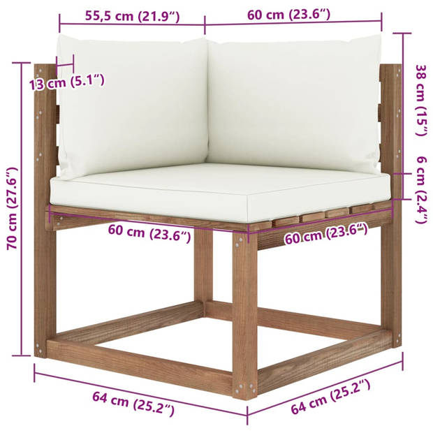 vidaXL 4-delige Loungeset pallet met kussens geïmpregneerd grenenhout