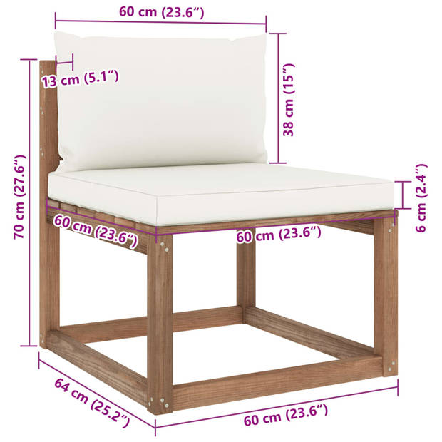 vidaXL 4-delige Loungeset pallet met kussens geïmpregneerd grenenhout