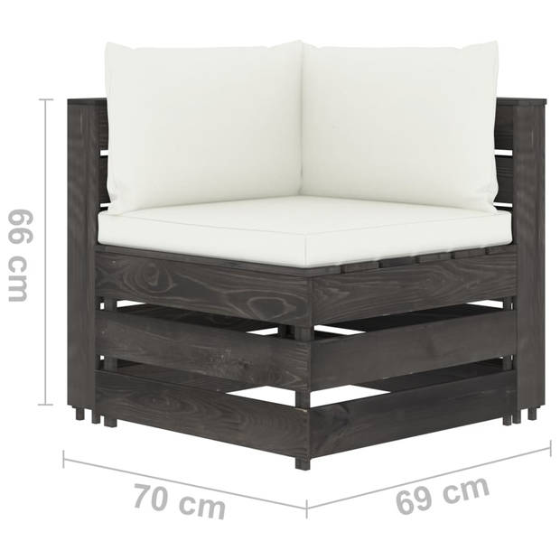vidaXL 12-delige Loungeset met kussens grijs geïmpregneerd hout
