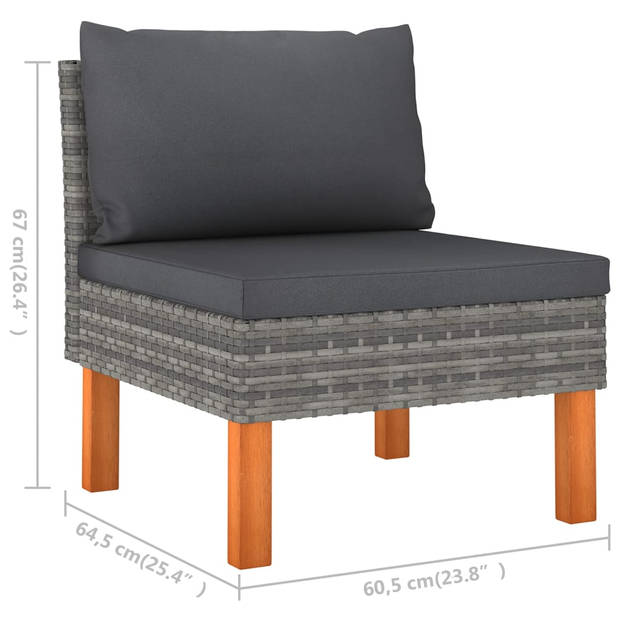 The Living Store Loungeset - Comfort - Tuinmeubelen - 60.5x64.5x67cm - Grijs