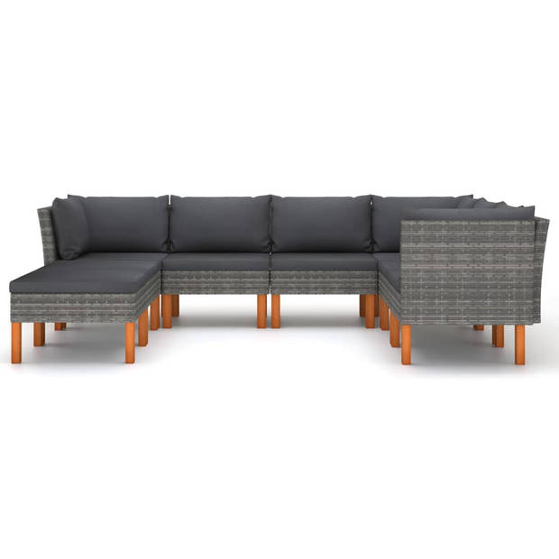 vidaXL 8-delige Loungeset met kussens poly rattan grijs