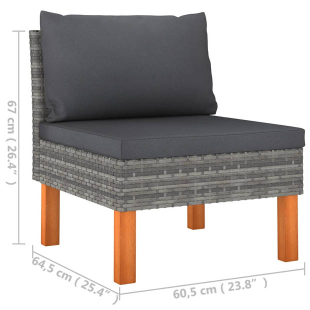 vidaXL 8-delige Loungeset met kussens poly rattan grijs