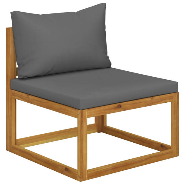 The Living Store Loungeset Hout - Acaciahout - Modulair - Donkergrijs - 68x68x29 cm - Weerbestendig