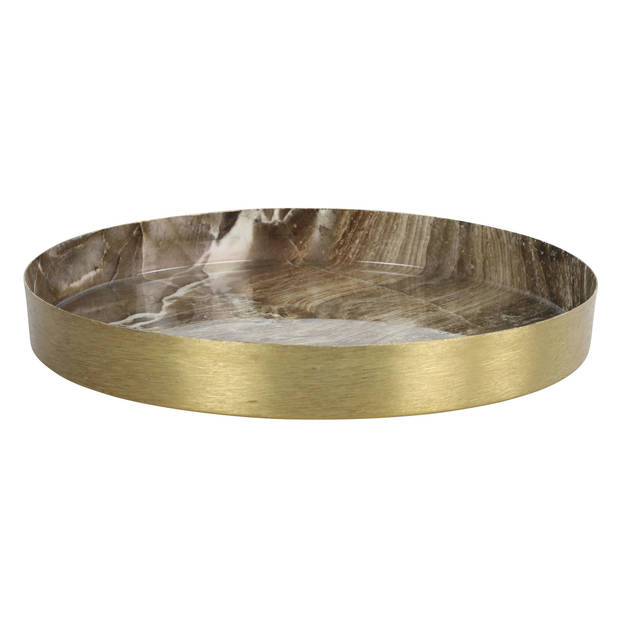 Countryfield Kaarsenbord - Marble - Metaal - goud - Dia 21 cm - Kaarsenplateaus