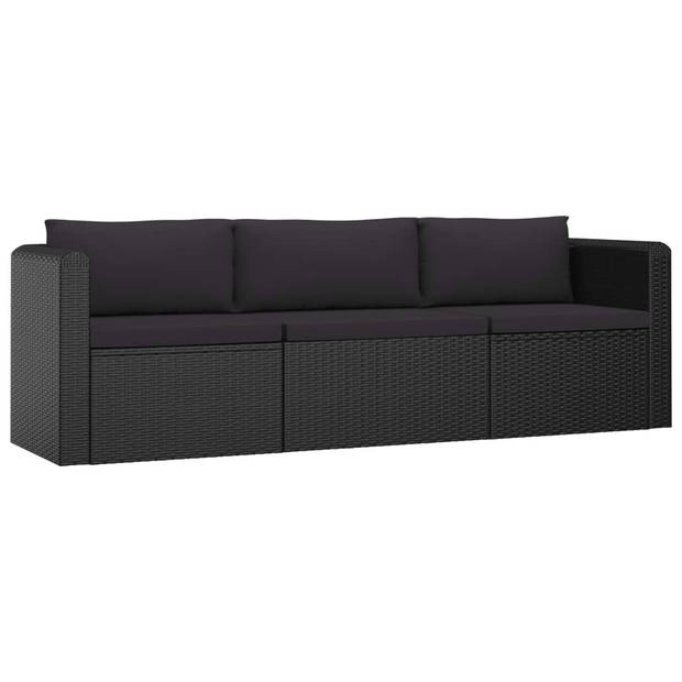 vidaXL 8-delige Loungeset met kussens poly rattan zwart