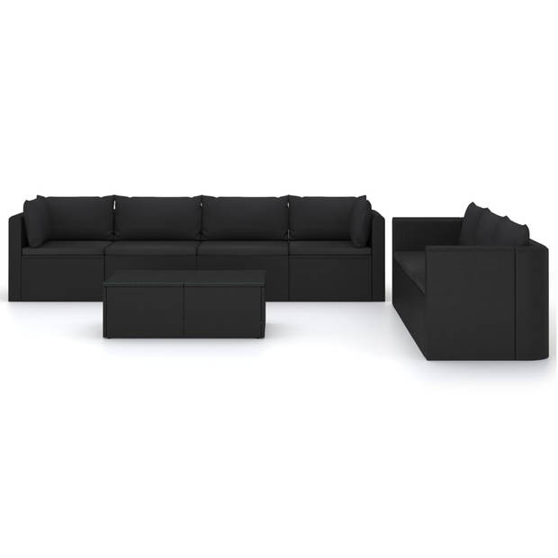 vidaXL 8-delige Loungeset met kussens poly rattan zwart