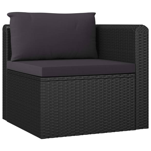 vidaXL 7-delige Loungeset met kussens poly rattan zwart