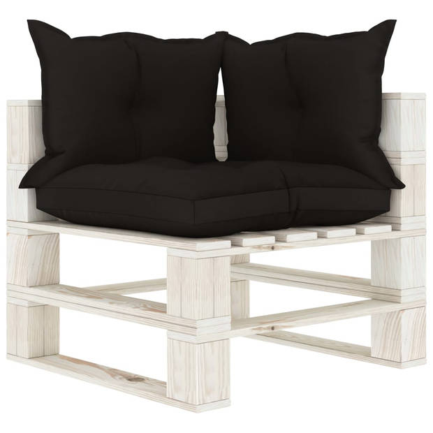 vidaXL 5-delige Loungeset met zwarte kussens pallet hout