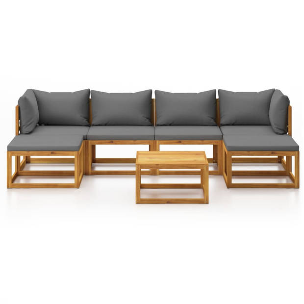 The Living Store Loungeset Hout - Acaciahout - Modulair - Donkergrijs - 68x68x29 cm - Weerbestendig