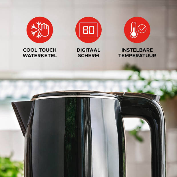 Cool Touch Digitale waterkoker geschikt voor babyvoeding - Temperatuurregeling vanaf 40 graden tot 100°C - BPA vrij