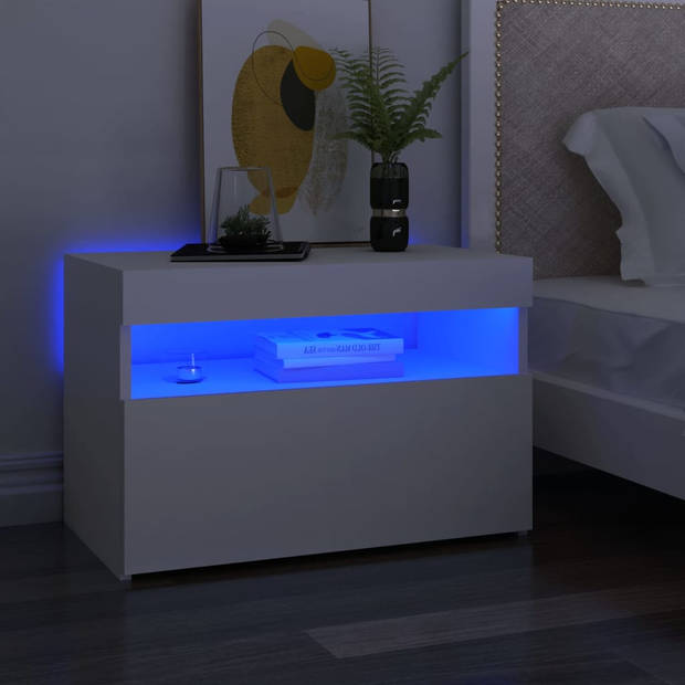 The Living Store TV-meubel - LED-verlichting - wit - bewerkt hout - 60x35x40 cm