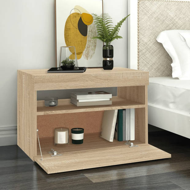 The Living Store TV-meubel - LED-verlichting - Hifi-kast - 60x35x40 cm - Sonoma eiken