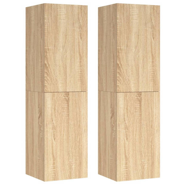 vidaXL Tv-meubels 2 st 30,5x30x110 cm bewerkt hout sonoma eikenkleurig