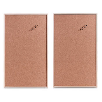 Set van 2x stuks prikborden van kurk 60 x 100 cm - Kurken memoborden/prikborden voor thuis of op kantoor