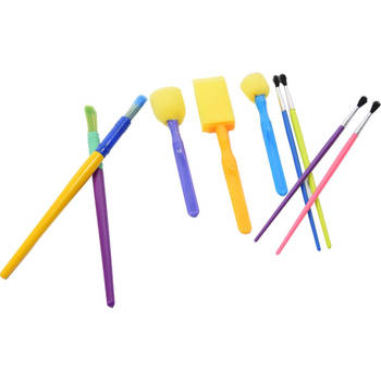 Spons Schilderkwast - Painting Brush Set - Schilderen verf kwasten - verschillende soorten knutselkwasten 9 stuks -