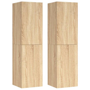 vidaXL Tv-meubels 2 st 30,5x30x110 cm bewerkt hout sonoma eikenkleurig