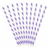 60x stuks gestreepte rietjes van papier lila paars/wit - Drinkrietjes