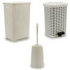 Badkamer/toilet accessoires set kunststof 3-delig ivoor wit - Badkameraccessoireset