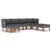 vidaXL 7-delige Loungeset met kussens poly rattan grijs