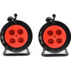 2 pieces - Cable box extension cord cable reel cable extension reel with 4 earthed sockets 15 meters - Cable reel - reel