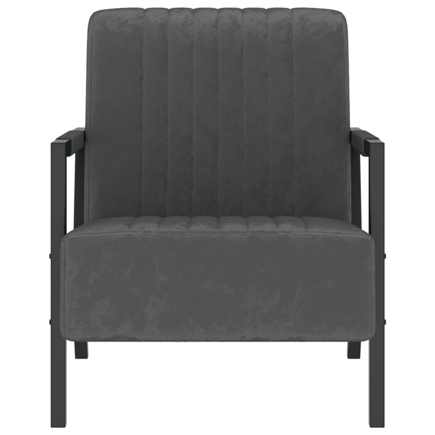 The Living Store Fauteuil fluweel donkergrijs - Fauteuil