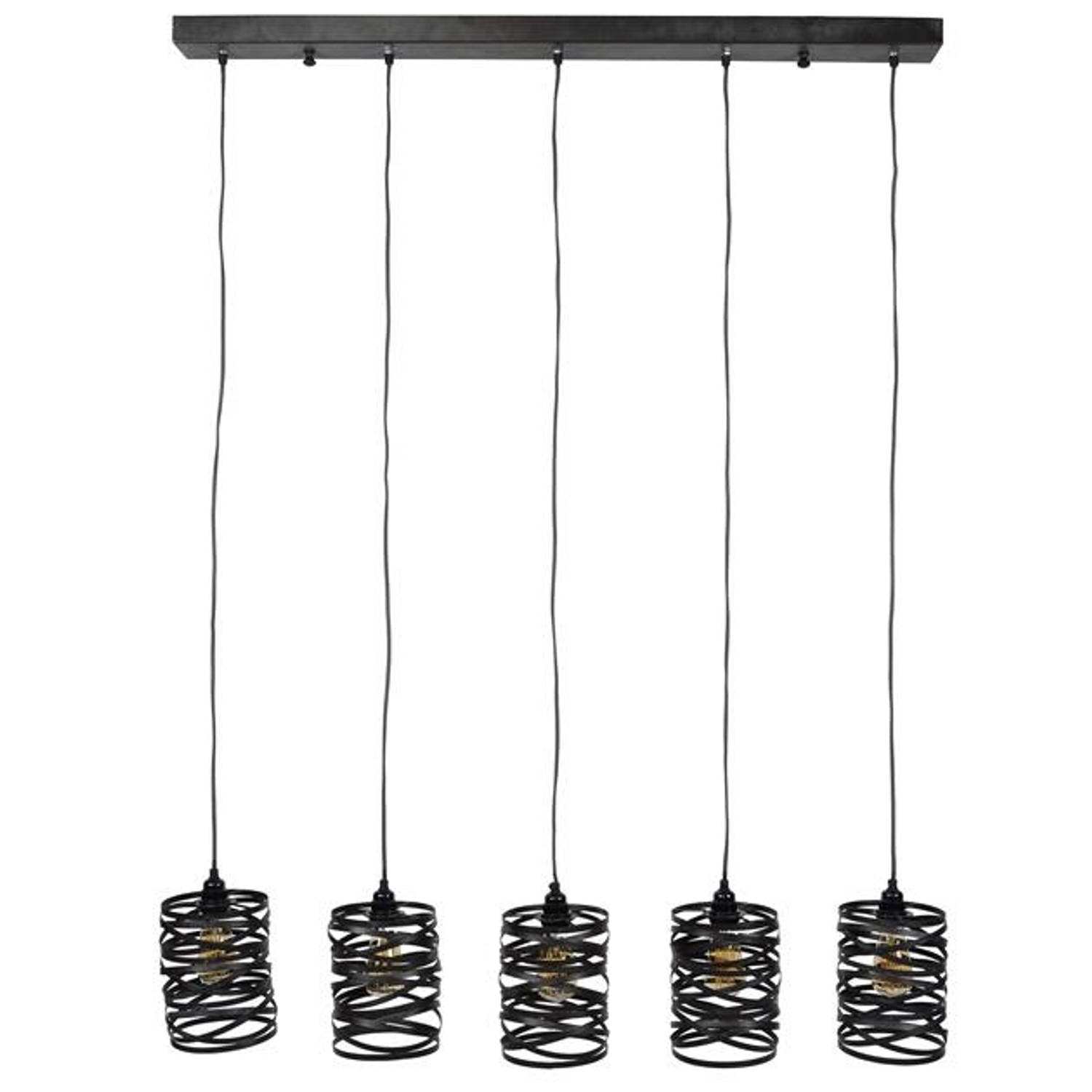 Hanglamp industrieel Spin zwart 5-lichts