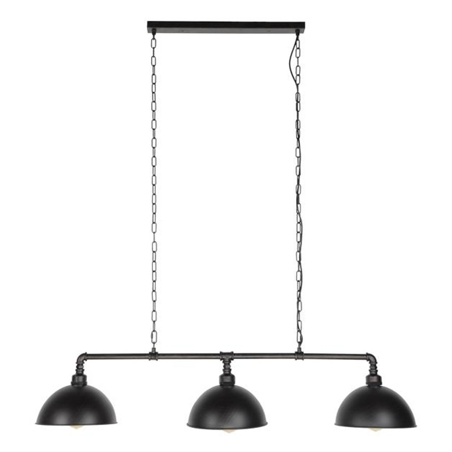 Hanglamp industrieel Abby 3-lichts buis zwart