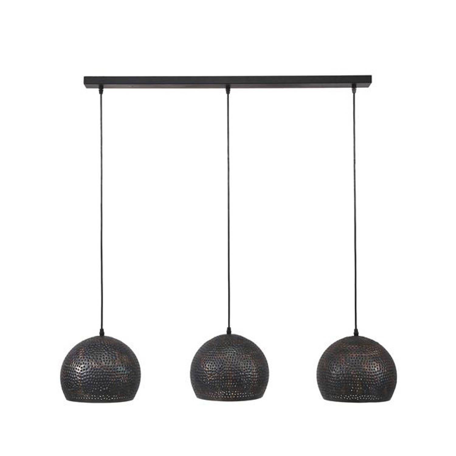 Hanglamp industrieel Aya 3-lichts zwart bruin