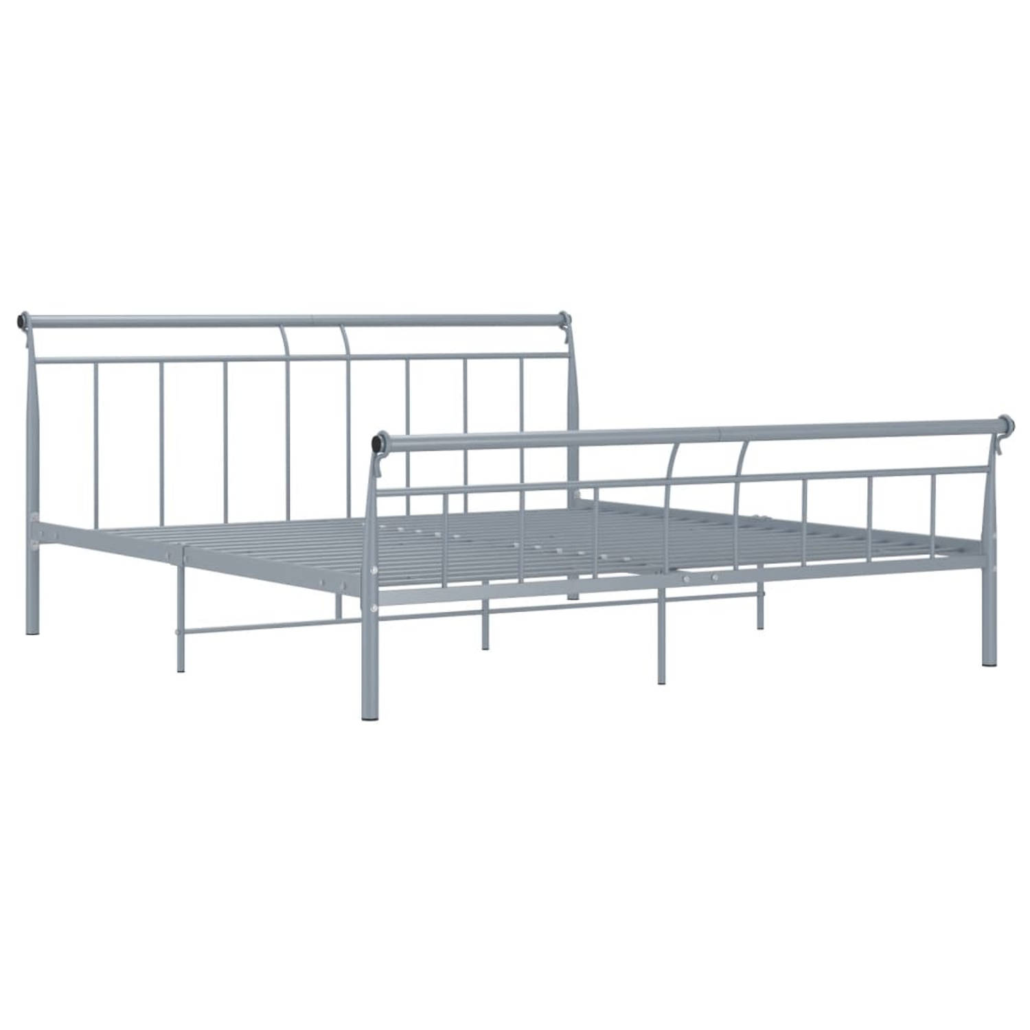 The Living Store Bedframe metaal grijs 160x200 cm - Bedframe - Bedframe - Bed Frame - Bed Frames - Bed - Bedden - 2-persoonsbed - 2-persoonsbedden - Tweepersoons Bed