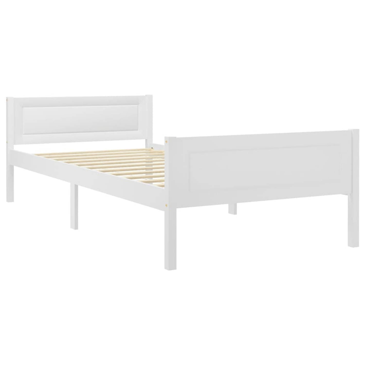 The Living Store Bedframe massief grenenhout wit 100x200 cm - Bedframe - Bedframe - Bed Frame - Bed Frames - Bed - Bedden - 1-persoonsbed - 1-persoonsbedden - Eenpersoons Bed