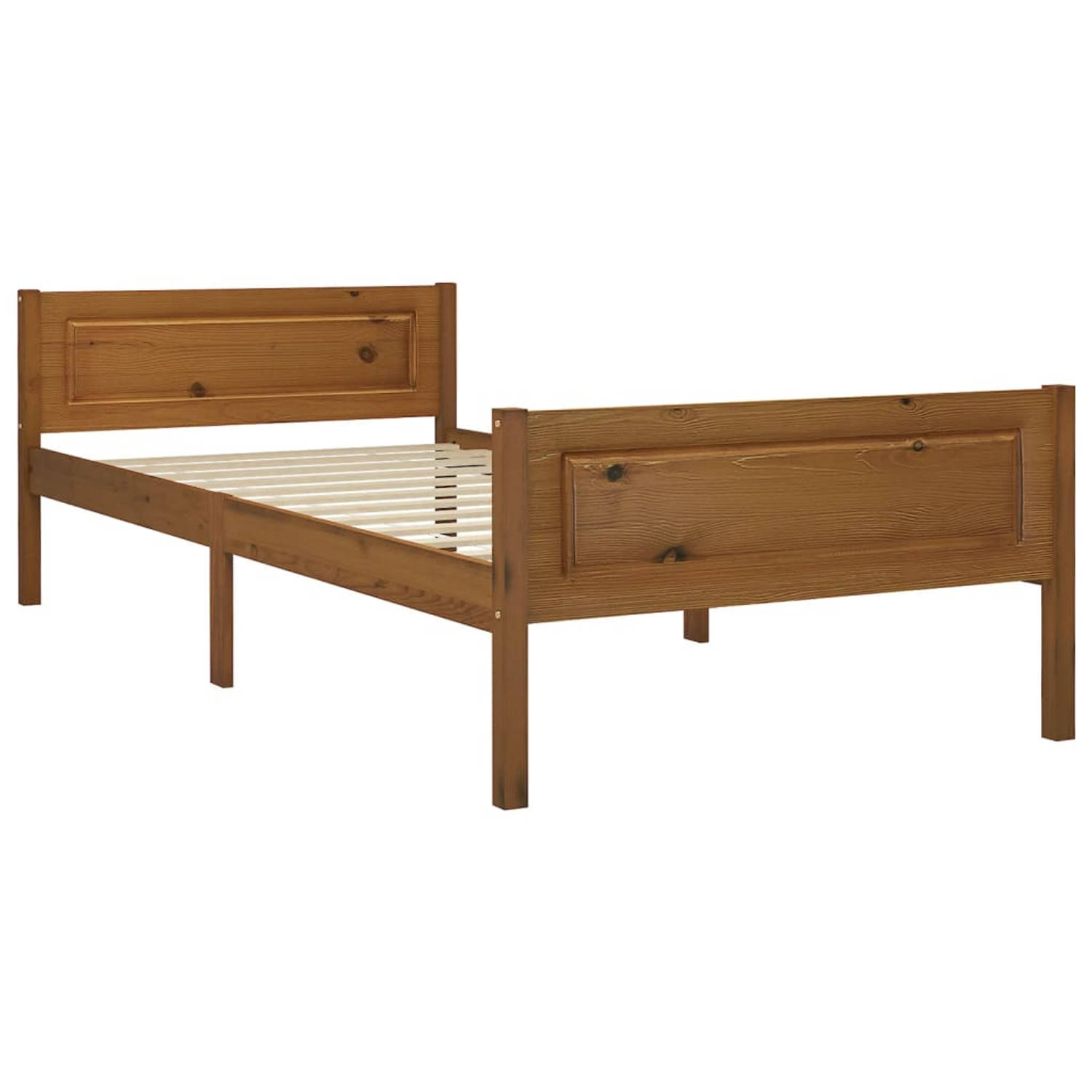 The Living Store Bedframe massief grenenhout honingbruin 100x200 cm - Bedframe - Bedframe - Bed Frame - Bed Frames - Bed - Bedden - 1-persoonsbed - 1-persoonsbedden - Eenpersoons B