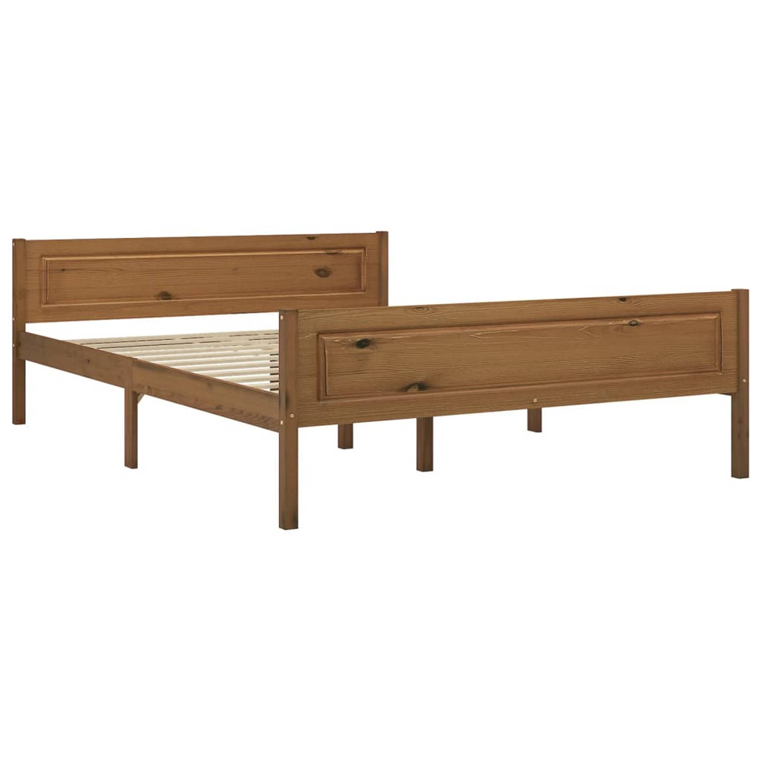 The Living Store Bedframe massief grenenhout honingbruin 160x200 cm - Bedframe - Bedframe - Bed Frame - Bed Frames - Bed - Bedden - 2-persoonsbed - 2-persoonsbedden - Tweepersoons