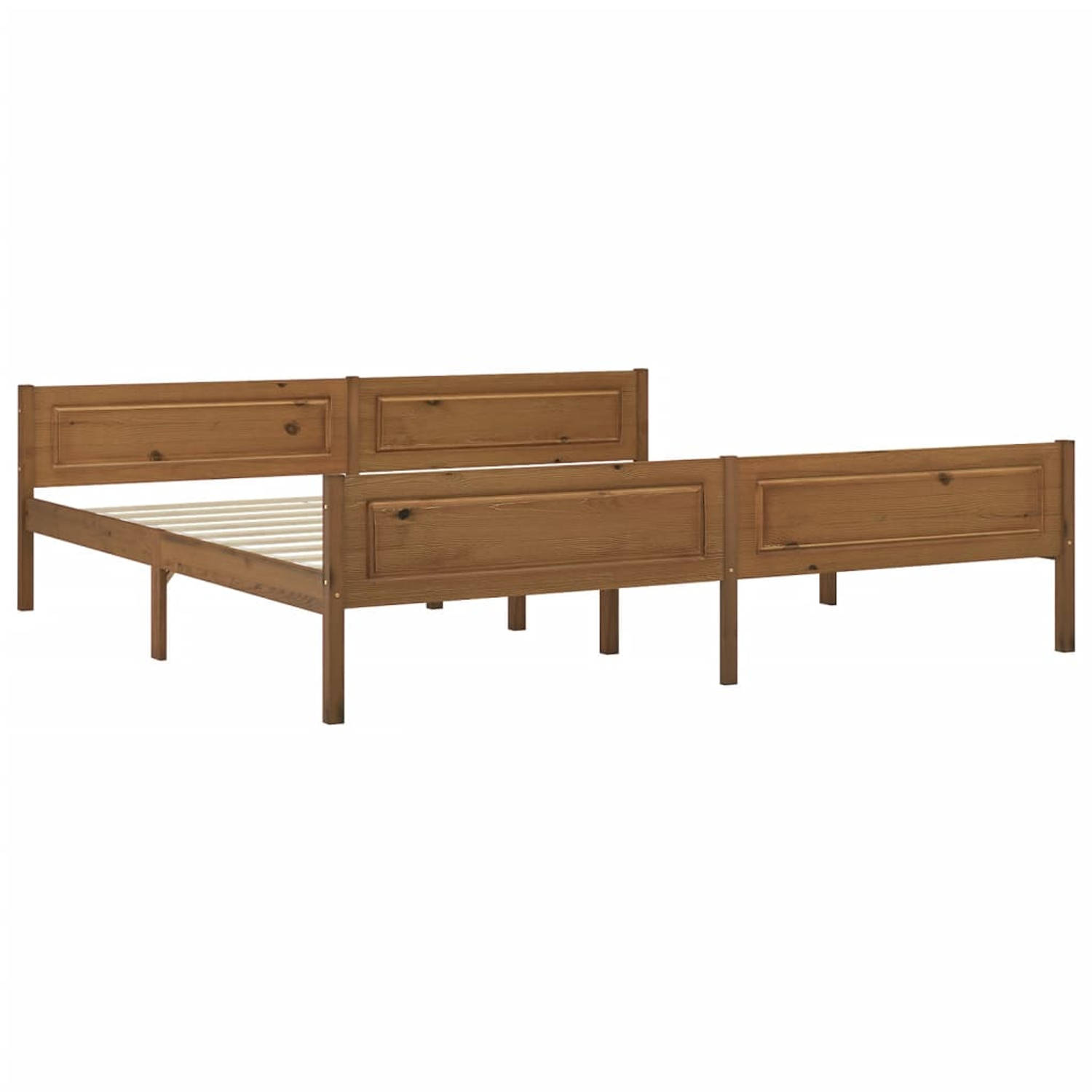 The Living Store Bedframe massief grenenhout honingbruin 200x200 cm - Bedframe - Bedframe - Bed Frame - Bed Frames - Bed - Bedden - 2-persoonsbed - 2-persoonsbedden - Tweepersoons