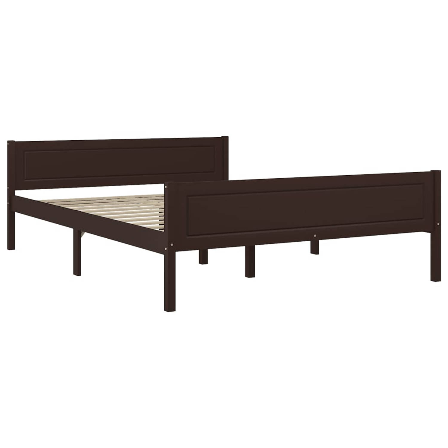 The Living Store Bedframe massief grenenhout donkerbruin 120x200 cm - Bedframe - Bedframe - Bed Frame - Bed Frames - Bed - Bedden - 2-persoonsbed - 2-persoonsbedden - Tweepersoons
