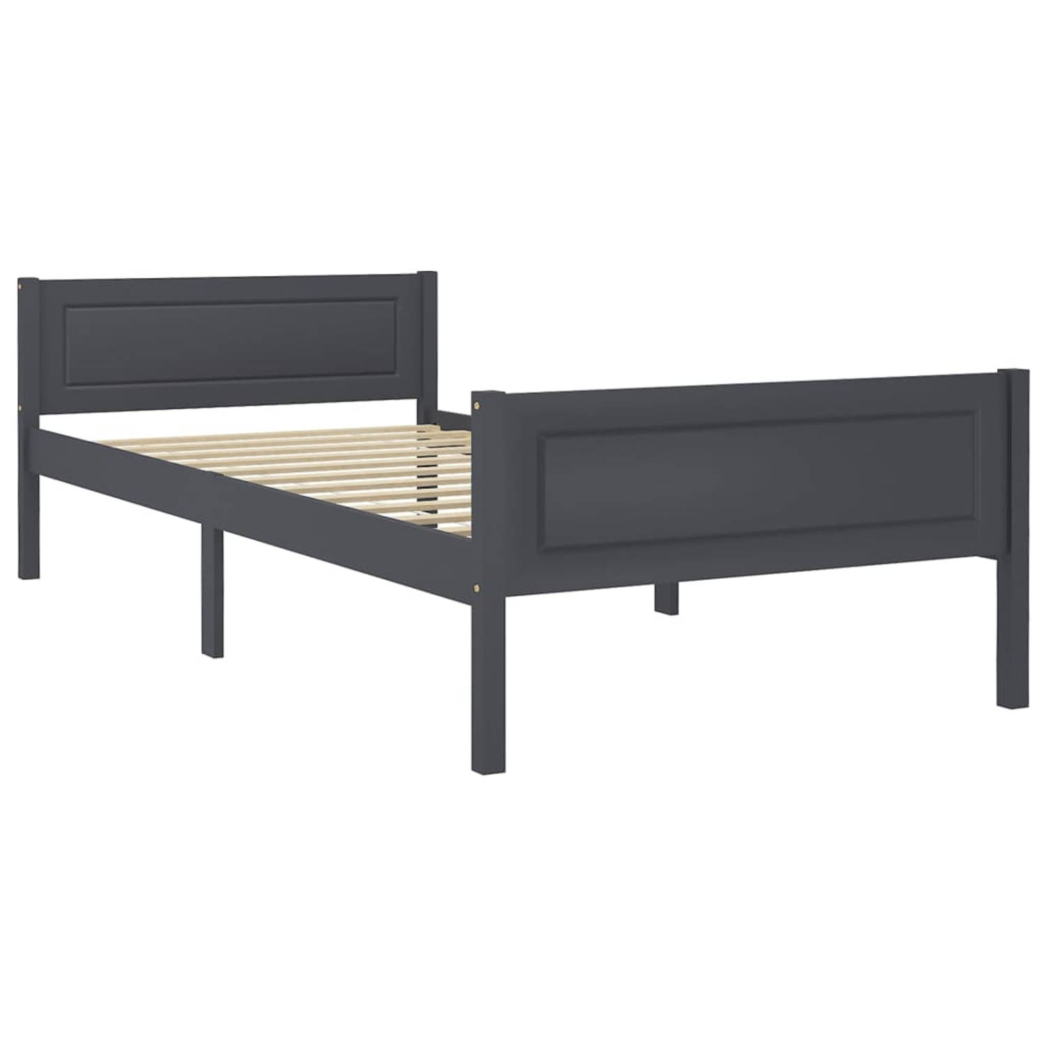 The Living Store Bedframe massief grenenhout grijs 100x200 cm - Bedframe - Bedframe - Bed Frame - Bed Frames - Bed - Bedden - 1-persoonsbed - 1-persoonsbedden - Eenpersoons Bed