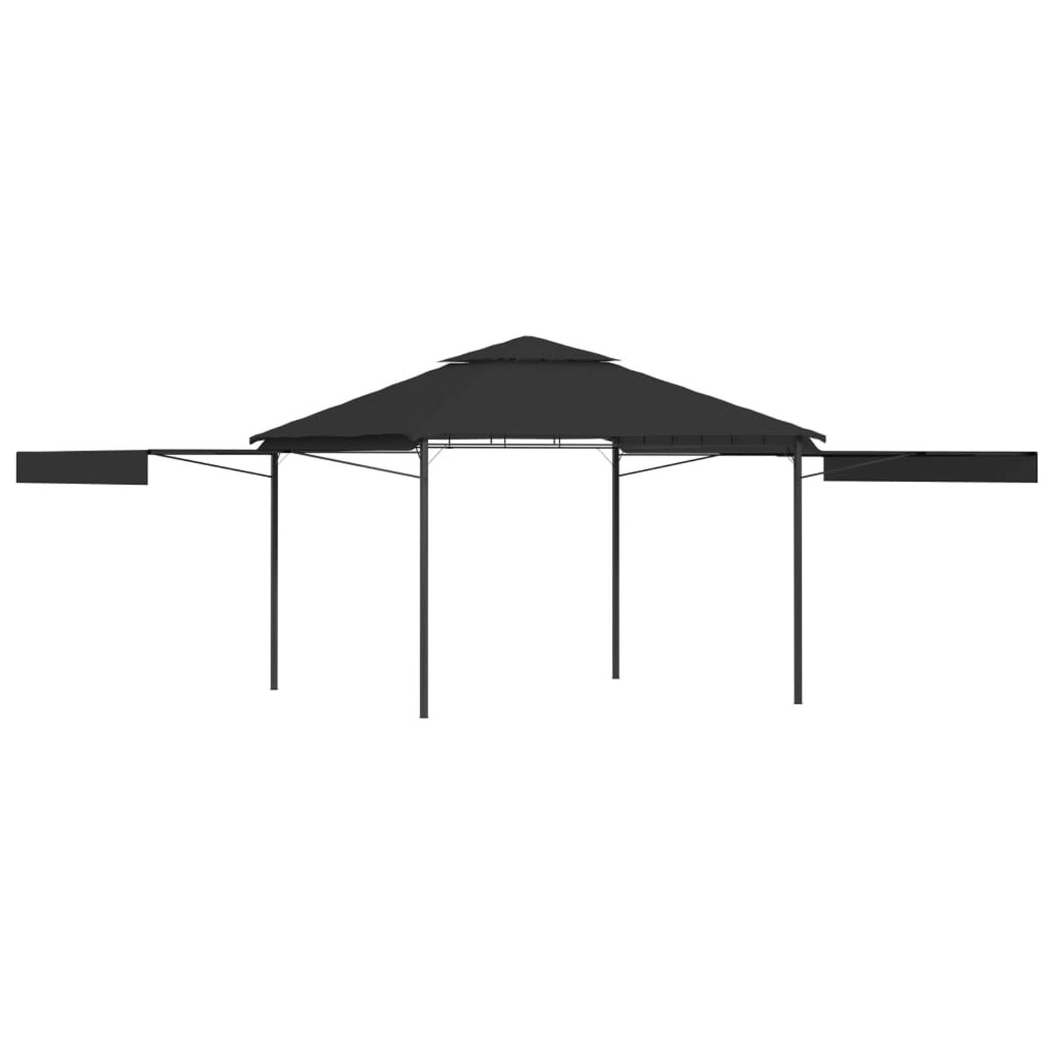 vidaXL Prieel met uitschuifbare daken 180 g-m² 3x3x2,75 m antraciet