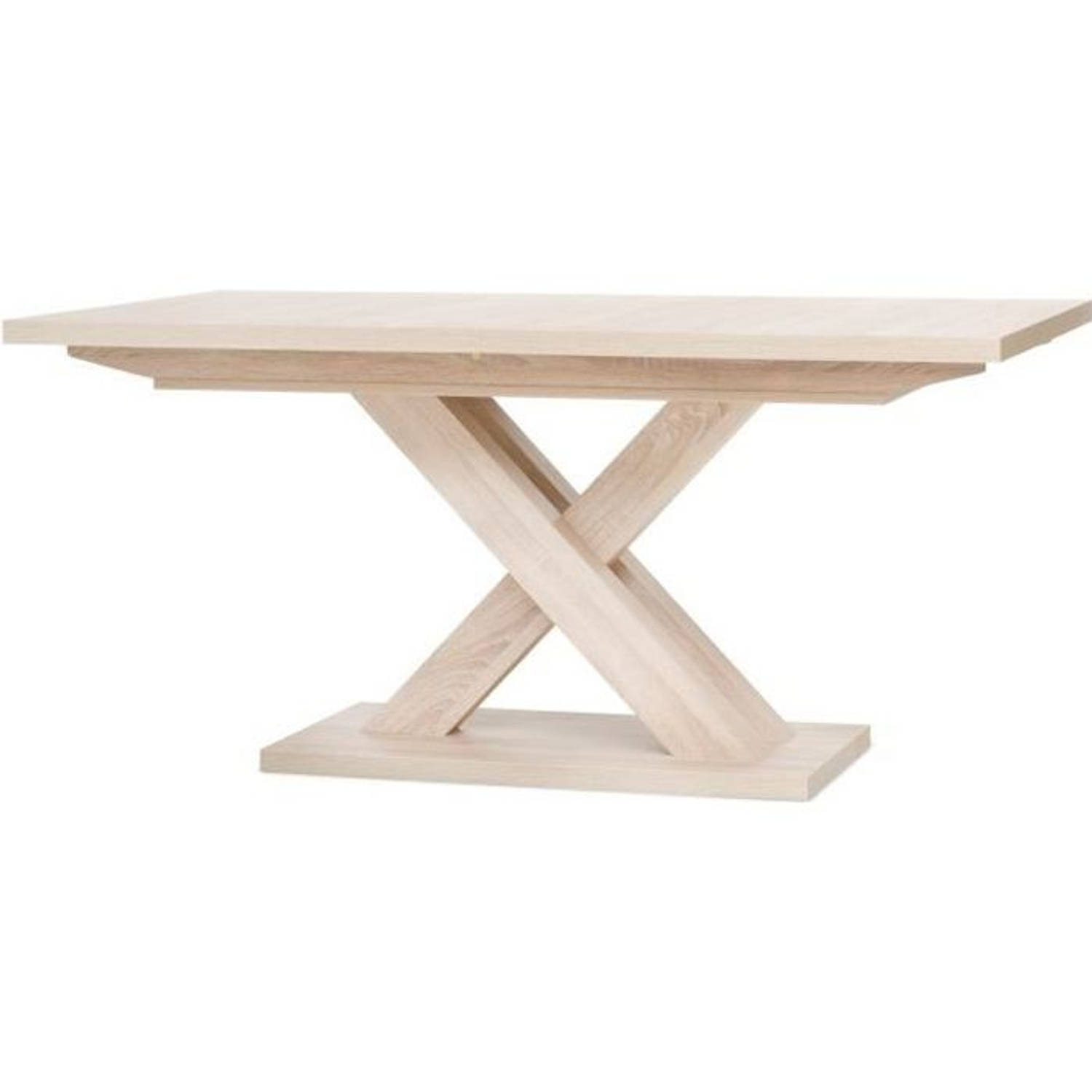 Registratie Scheiden Horzel VOOR Uitschuifbare melamine tafel in eigentijdse stijl - Centrale poten in  kruis - B 160 tot 200 cm | Blokker