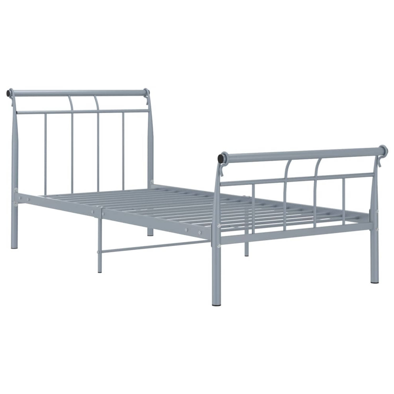 The Living Store Bedframe metaal grijs 100x200 cm - Bedframe - Bedframe - Bed Frame - Bed Frames - Bed - Bedden - Metalen Bedframe - Metalen Bedframes - 1-persoonsbed - 1