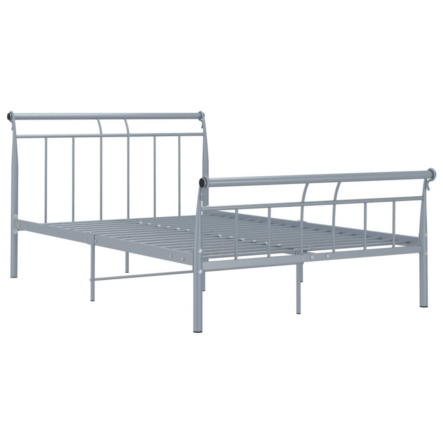 The Living Store Bedframe metaal grijs 120x200 cm - Bedframe - Bedframe - Bed Frame - Bed Frames - Bed - Bedden - Metalen Bedframe - Metalen Bedframes - 2-persoonsbed - 2