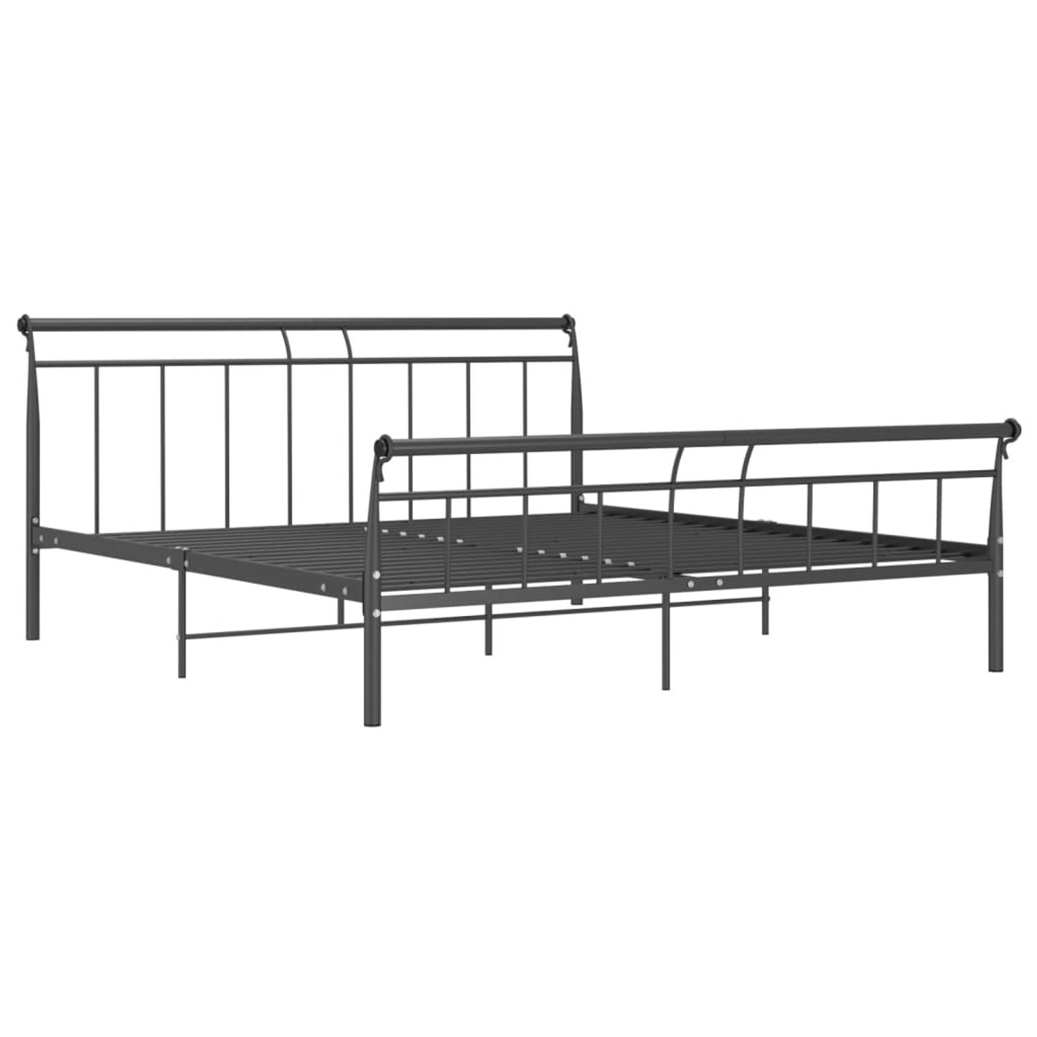The Living Store Bedframe metaal zwart 200x200 cm - Bedframe - Bedframe - Bed Frame - Bed Frames - Bed - Bedden - Metalen Bedframe - Metalen Bedframes - 2-persoonsbed - 2