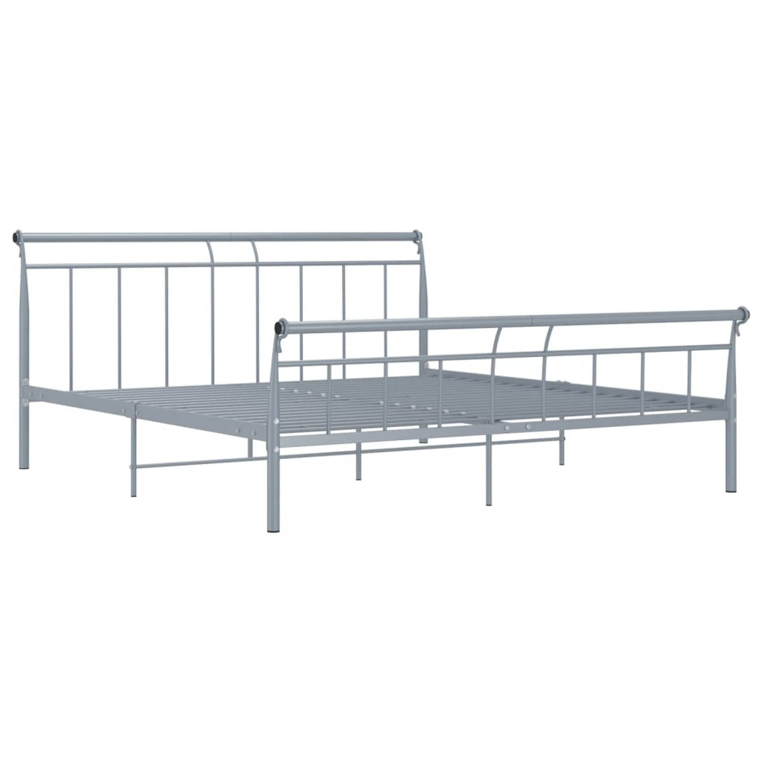 The Living Store Bedframe metaal grijs 200x200 cm - Bedframe - Bedframe - Bed Frame - Bed Frames - Bed - Bedden - Metalen Bedframe - Metalen Bedframes - 2-persoonsbed - 2