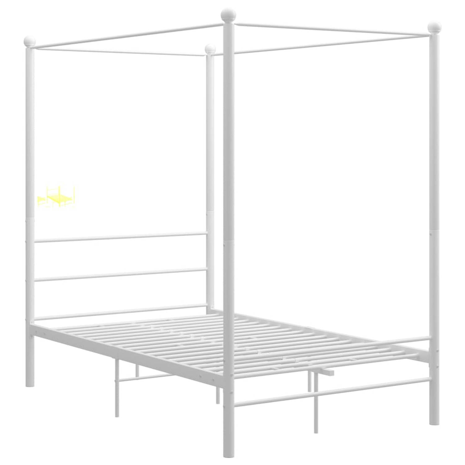 The Living Store Hemelbedframe metaal wit 140x200 cm - Bedframe - Bedframe - Bed Frame - Bed Frames - Bed - Bedden - Metalen Bedframe - Metalen Bedframes - 2-persoonsbed - 2