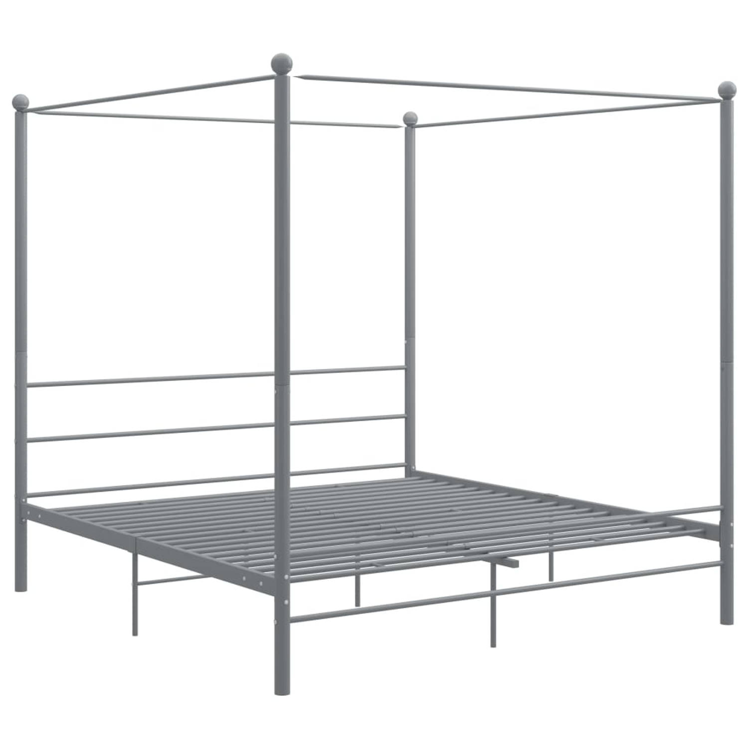 The Living Store Hemelbedframe metaal grijs 180x200 cm - Bedframe - Bedframe - Bed Frame - Bed Frames - Bed - Bedden - Metalen Bedframe - Metalen Bedframes - 2-persoonsbed - 2