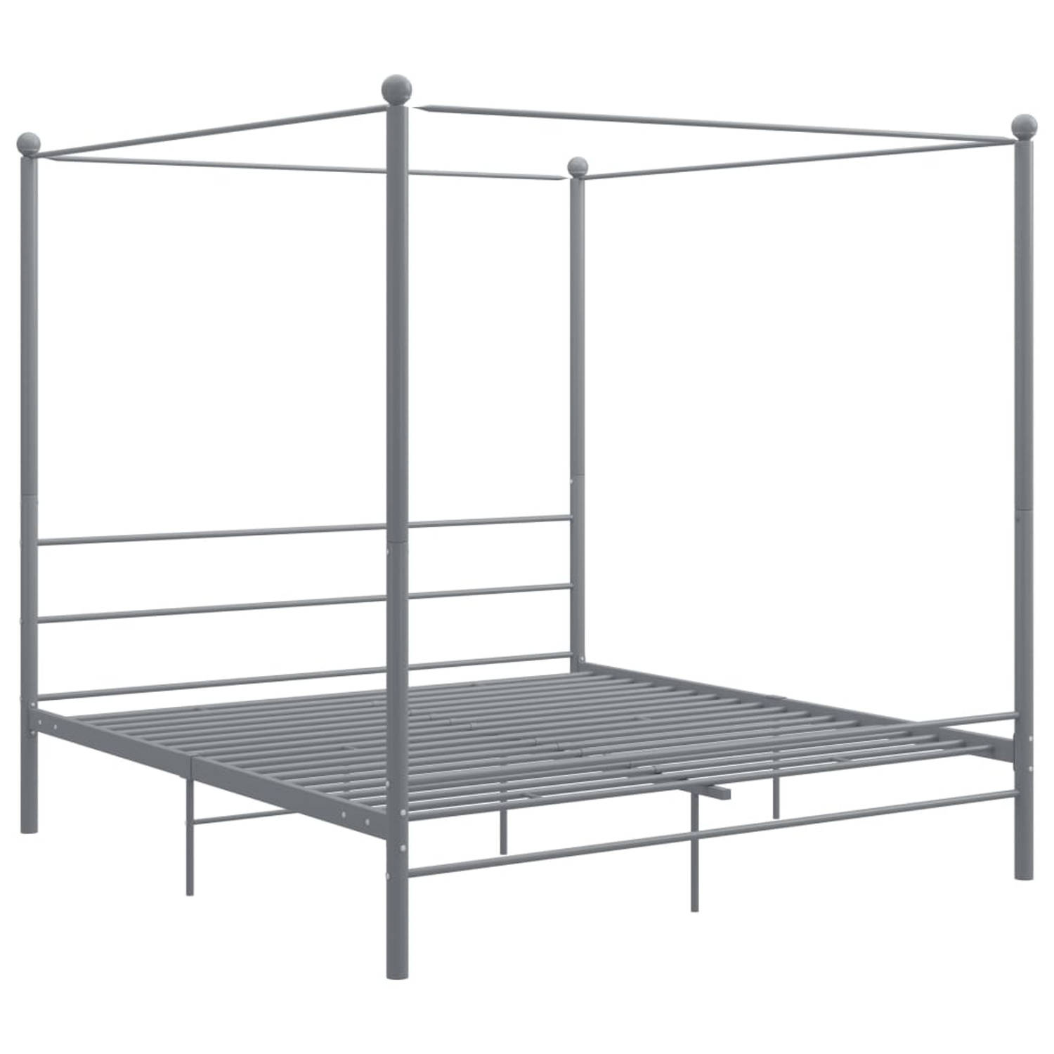 Vidaxl Hemelbedframe Metaal Grijs 200x200 Cm