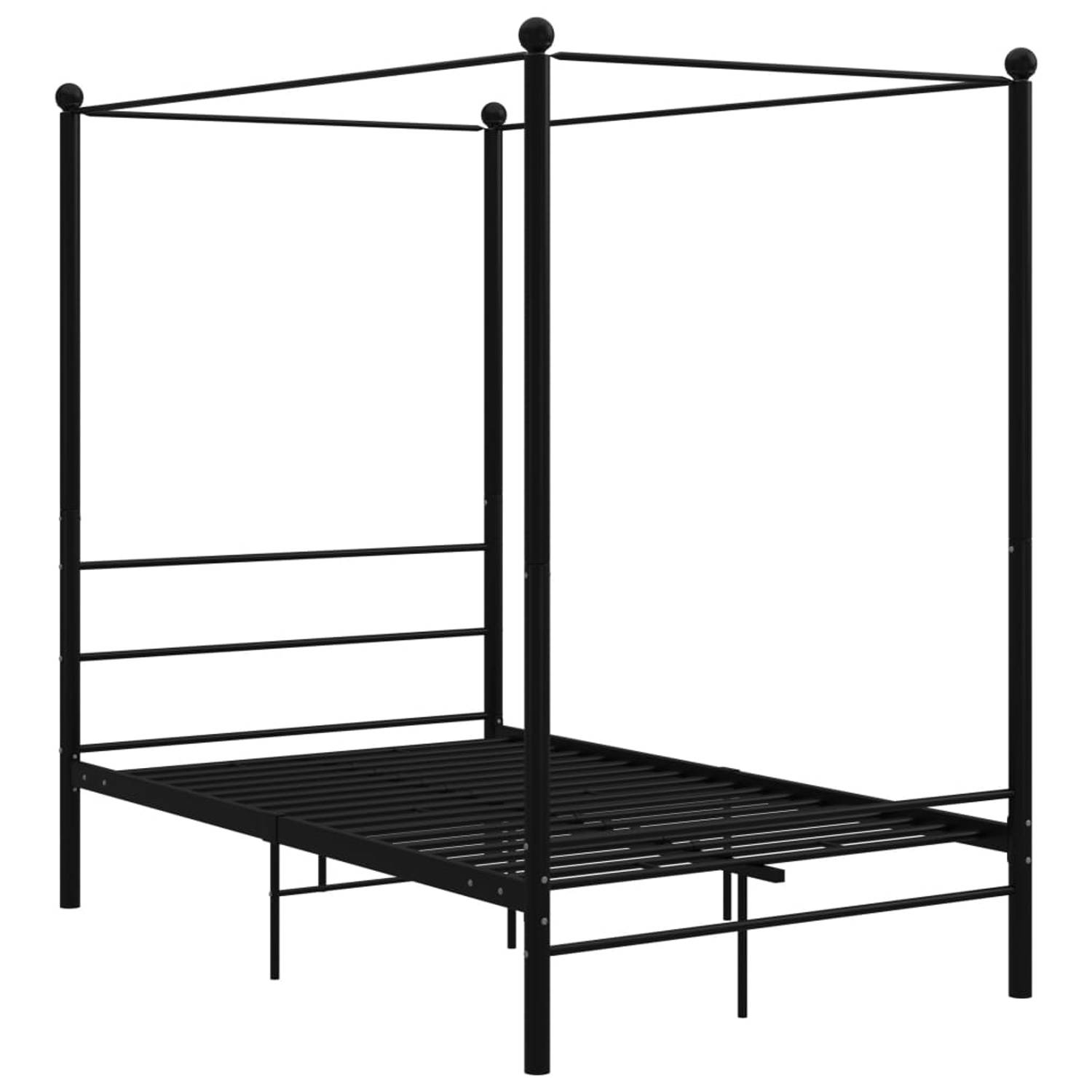 The Living Store Hemelbedframe metaal zwart 140x200 cm - Bedframe - Bedframe - Bed Frame - Bed Frames - Bed - Bedden - Metalen Bedframe - Metalen Bedframes - 2-persoonsbed - 2