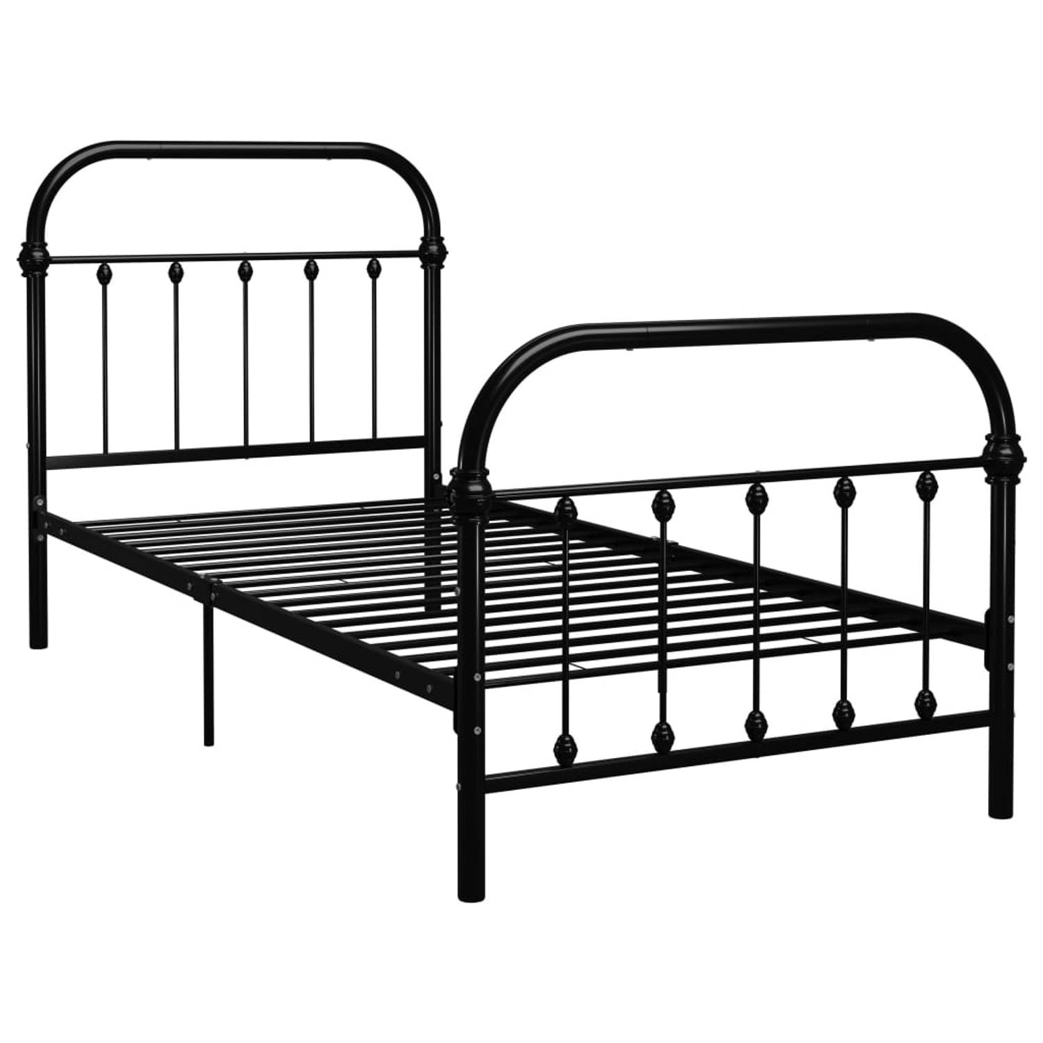 The Living Store Bedframe metaal zwart 90x200 cm - Bedframe - Bedframes - Eenpersoonsbed - Eenpersoonsbedden - Bed - Bedden - Bedombouw - Bedombouwen - Frame - Frames - Slaapmeubel
