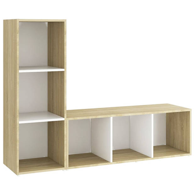 vidaXL Tv-meubelen 2st 107x35x37 cm bewerkt hout wit sonoma eikenkleur