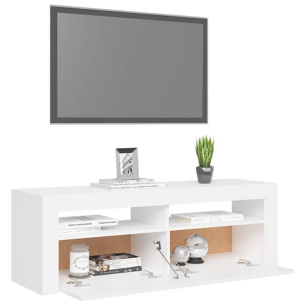 The Living Store TV-meubel - TV en multimedia - 120 x 35 x 40 cm - LED-verlichting - Wit