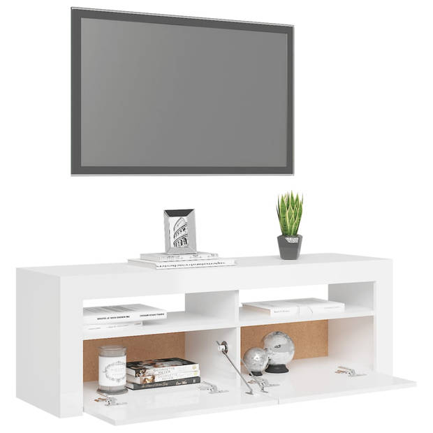 vidaXL Tv-meubel met LED-verlichting 120x35x40 cm hoogglans wit