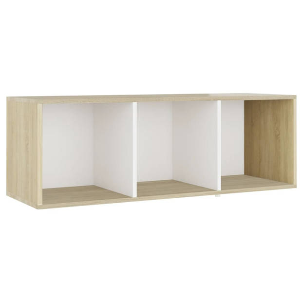 vidaXL Tv-meubel 107x35x37 cm bewerkt hout wit en sonoma eikenkleurig